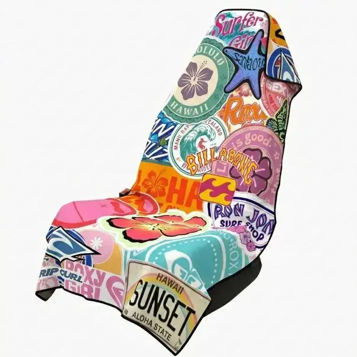 Leopard Car Seat Cover Towel – Waterproof Universal Bucket Seat Protector for Workout Sweat, Surfing, Camping & Travel