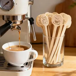 50pcs Disposable Stirring Sticks, 5.91inch Round Head, Wooden Coffee Stirrers, Easy to Hold, Ideal for Hot and Cold Beverages