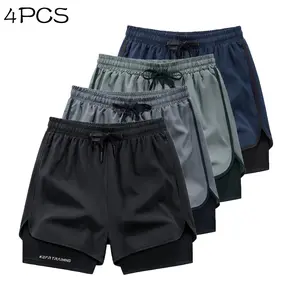 Men’s 2-in-1 athletic shorts with double-layer lining to prevent exposure, quick-drying and breathable running/fitness training pants