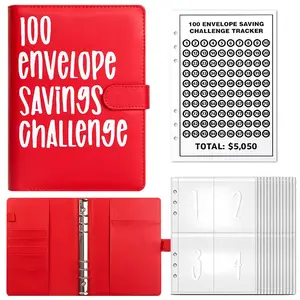 100 Envelope Challenge Binder, Leather 52 Week Money Saving Challenge Binder Easy and Fun Way for 100 Envelopes Money Saving Challenge Budget Binder for Budgeting Planner & Saving Money