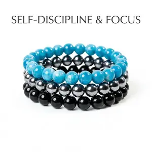 Apatite Triple Protection 8mm  energy attraction Bracelet SetUnisex Healing Gift for Emotional Balance & Negative EnergyRepellent Motivation & Success Bracelet
