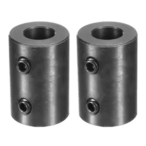 2pcs Shaft Coupling 1/2" Bore, 1" OD, 1-1/2" Length, Black Oxide Plated Rigid Coupling, Motor Wheel Coupler, (2 Set Screws)