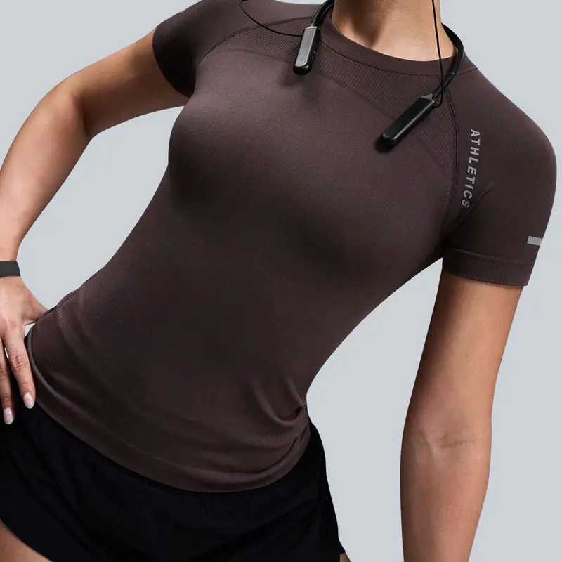 Women's High Elastic Breathable Sports T-Shirt, Round Neck Short Sleeve Letter Print, Ideal for Running Yoga Gym, Comfortable Active Wear, Workout Tops, Athletic Fitness Top, Stretch Athletic Tee