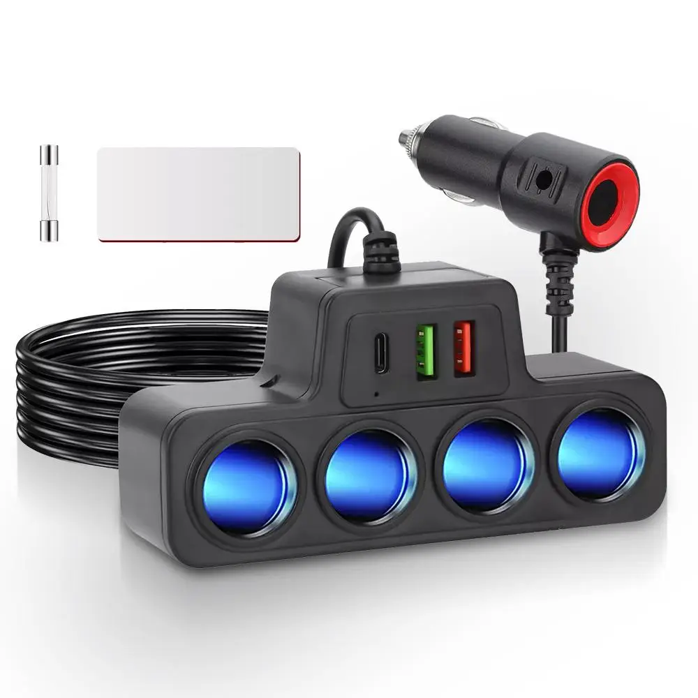 Multifunctional Car Charger, 1 Count Car Cigarette Lighter Splitter with QC & USB & PD Fast Charging, Car Charger Adapter, Car Electrical Appliances,