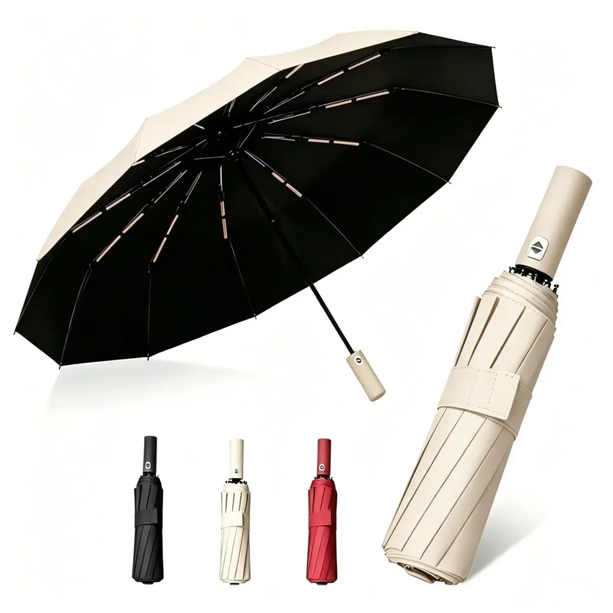 Reverse Umbrella Automatic Folding Windproof UV Protection Large Double Canopy Travel Umbrella for Rain Sun Outdoor