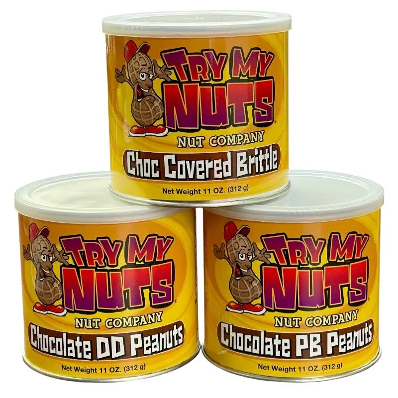 Try My Nuts Chocolate Lover - 3 Pack Box - Perfect Snack for Chocolate Lovers - Multipack Peanut Dessert Set
