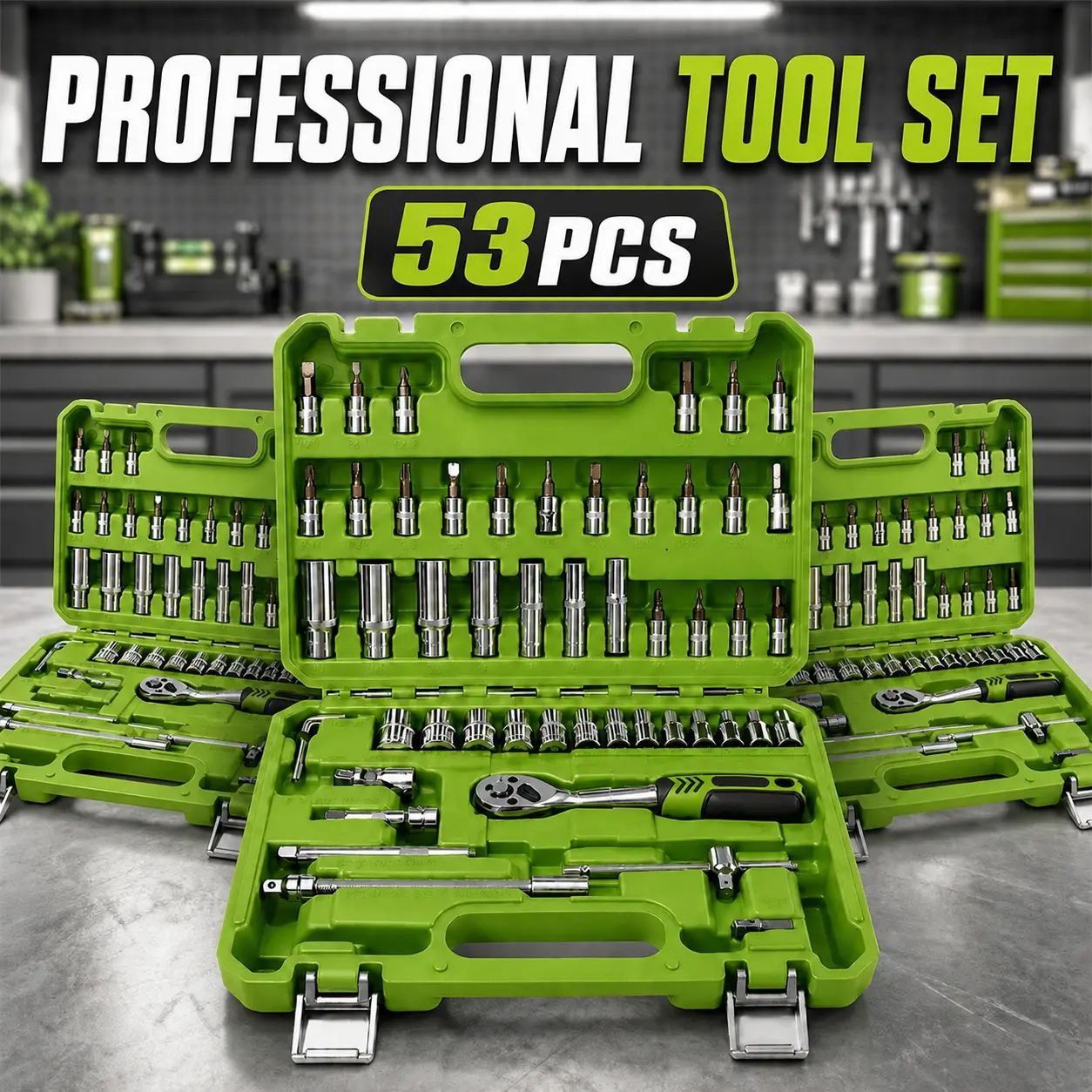 53PCS Mechanics Tool Set, Socket Wrench Kit with Storage Case, Professional Hand Tool Set for Auto Repair, Home Maintenance and DIY Projects