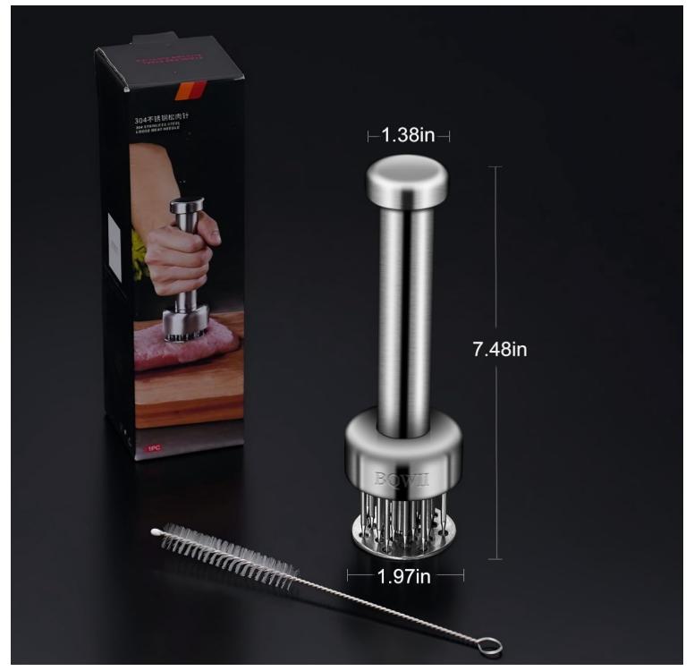 Stainless Steel Meat Tenderizer Tool with 21 Sharp Needles - A Meat Tenderizer Mallet for Chicken and Beef, Durable Meat Mallet Hammer, Easy-Grip Meat Hammer Tenderizer