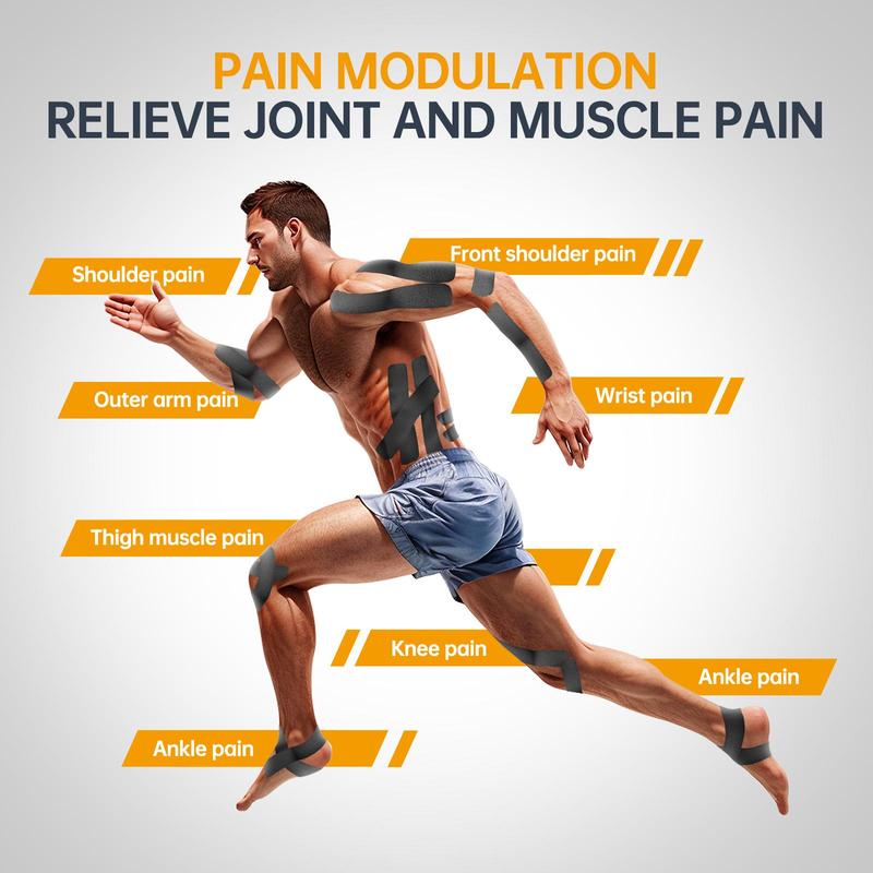 Dimora Kinesiology Tape 4 Rolls - Elastic Cotton Athletic Tape, 16.4 ft, 80 pre-cut tapes for muscle pain relief. Pair with KT tape, kinesiology tape, KT tape for knees, and skin tape for added support.