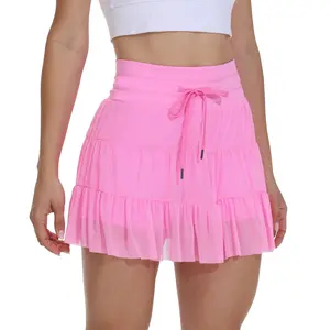 Women's Pleated Tennis Skirt High Waisted Ruffle Golf Skirts Sports Skater Athletic Running Skorts with Drawstring & Pocket Cute Clothes Summer