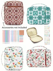 Fashion Floral Design Bible Protection Case, Large Capacity Portable Dustproof Book Cover, Stitched Bible Bag with Handle