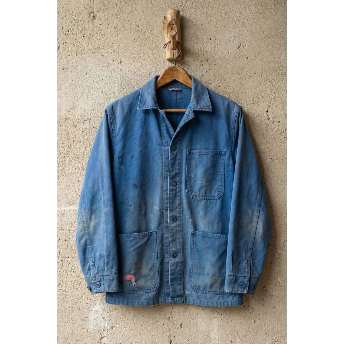 Unisex Hand-Patch Detail Vintage French Workwear Jacket