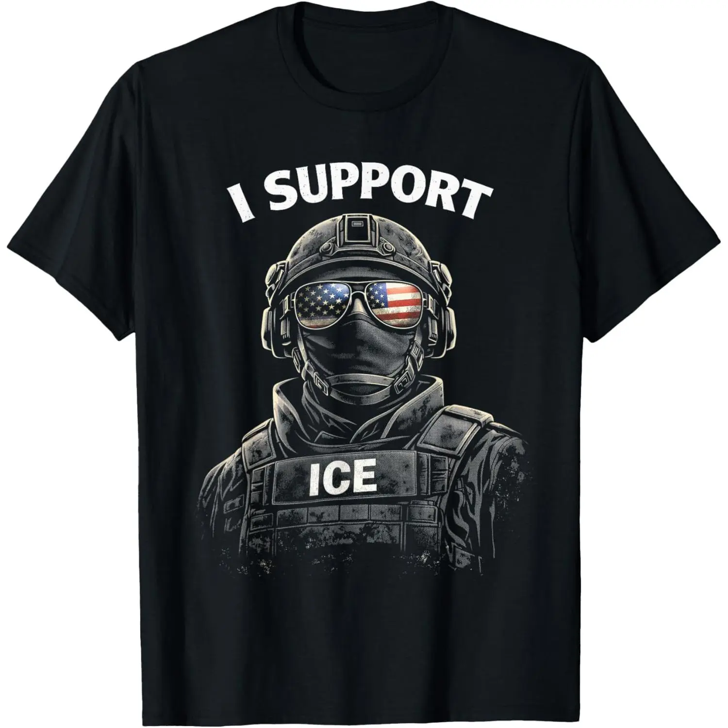 Women's 100% Cotton Short-Sleeve Vintage Round Neck Graphic Top, ICE Agent Federal Law Enforcement Themed T-Shirt