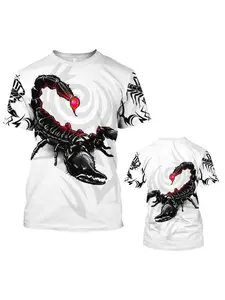 Men's and women's 3D dark themed Scorpion personalized street Y2k printed round neck short sleeved T-shirt top