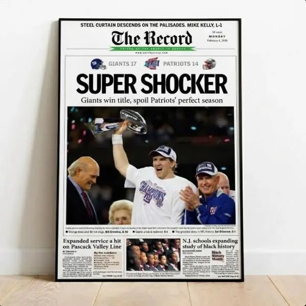 Super Shocker: NY Giants Super Bowl XLII Victory Poster NY Giants Super Bowl XLII The Perfect Season Spoiler: 2008 NY Giants Poster