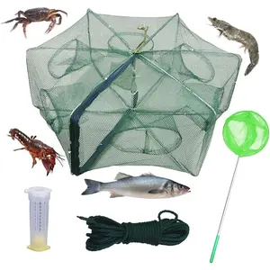1/2 Pcs Foldable Fishing Bait Trap 6 Holes Portable Cast Minnow Fish Crab Crawfish Crayfish Shrimp Trap Net