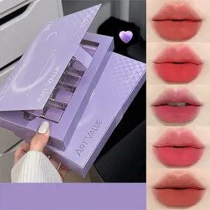 Star Dark Night Lipstick Set, Matte Foggy Layered Autumn Winter Velvet Feel, One Swipe Color, Moisturizing Care, 5 Pieces