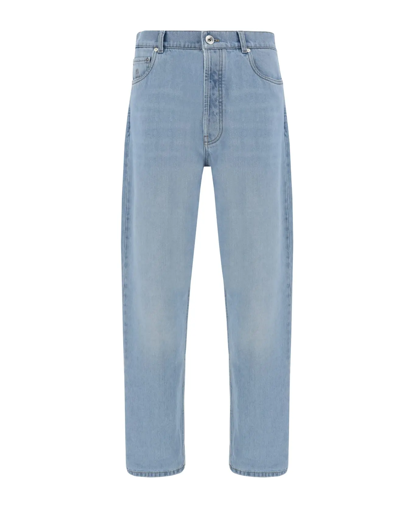 BRUNELLO CUCINELLI MEN'S LIGHT BLUE DENIM TROUSERS