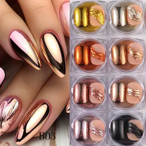 16 Boxes + 16 Eyeshadow Sticks, Silver Color Mirror Effect Nail Powder, Chrome Nail Art Metal Friction Dust Gel Polish Paint, Glitter Dip Powder Nail