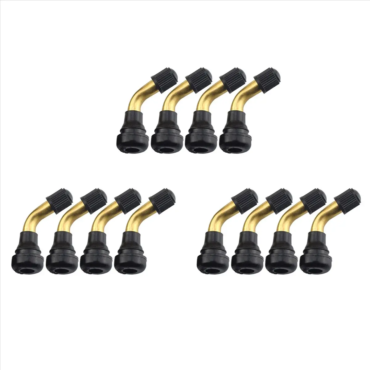 12Pcs 90° Angle Copper+Rubber Right-Angle Snap-In Tyre Valve Stems, 11.3-11.5mm Rim Hole Fit, Easy Check, for Electric Scooters (Xiaomi M365), Motorcycles, Black + Copper