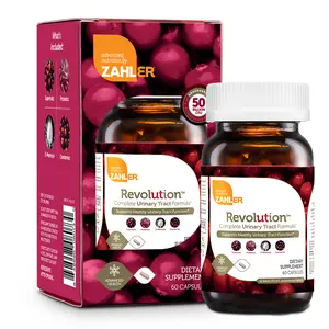 Zahler Revolution Complete Urinary Tract Formula 60 Capsules All Natural Cranberry Concentrate Pills with D Mannose Probiotics Certified Kosher US Made - Prebiotics