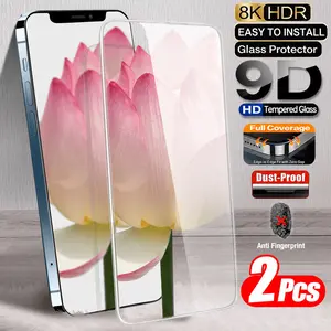 iPhone 15 Series Universal 9D HD Tempered Glass Film, 2 Pieces, 8k Hdr Full Screen Protection, Dust & Finger Print Resistant, Easy Installation