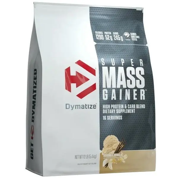 Dymatize Super Mass Gainer Dietary Supplement, Gourmet Vanilla Fitness Protein Powder, High-Protein & Carb Blend, 16 Servings