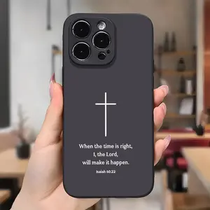 Cross Bible Verse Quotes Aesthetic Phone case for iPhone 16 Pro Max 15 Plus 14 13 12 11 XR XS E Full Body Protection Shockproof Soft Silicone Cover Gifts for Sister Women Men