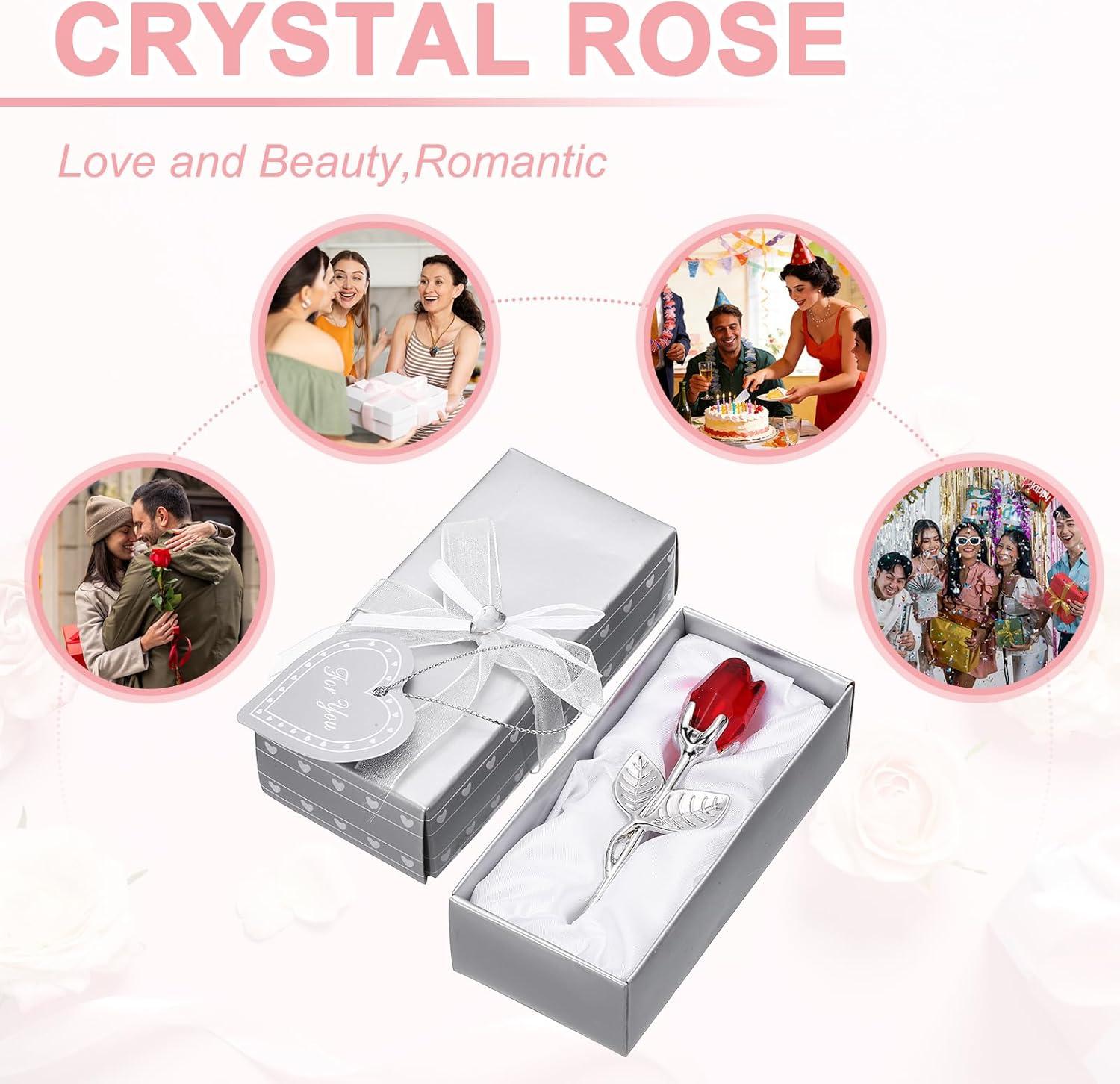 Silver-Red Rose Mini Crystal Artificial Flowers – Elegant Wedding & Party Gifts, Romantic Room & Office Desk Decorations