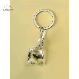Aethera Cute Style Goldfish Design Keychain Transparent Resin Unisex Accessory Durable Charm for Men Women Birthday Gift