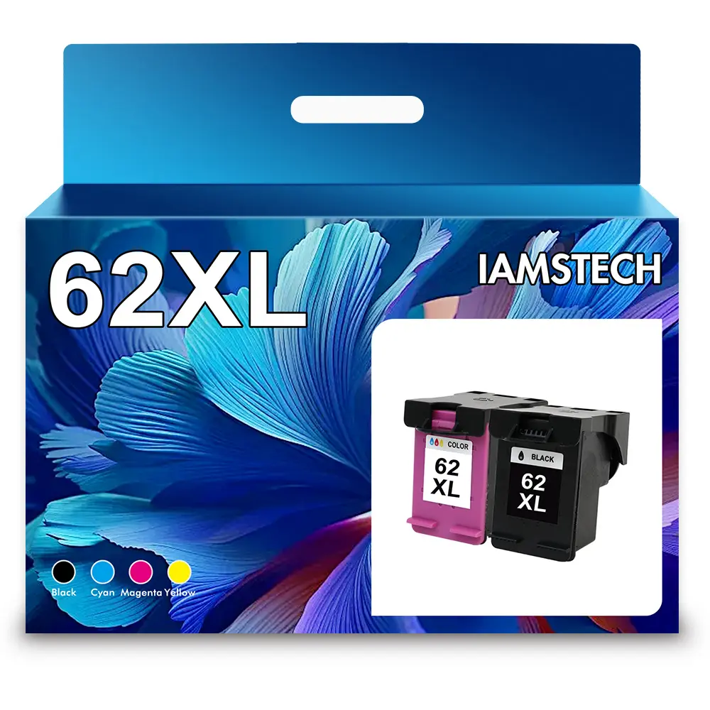 62XL Ink Cartridges Combo Pack (2-Pack: 1 Black, 1 Color) Compatible for HP 62, 62XL Ink Cartridges - Works with Envy 7640, 7645, 5660, 5540, 5640, 7644 & OfficeJet 200, 250, 258, 5740, 5741, 8040 Series