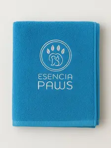 Esencia Paws Microfiber Pet Towel Blue Soft Absorbent Quick Drying Logo Design Comfortable Grooming Towel for Pets