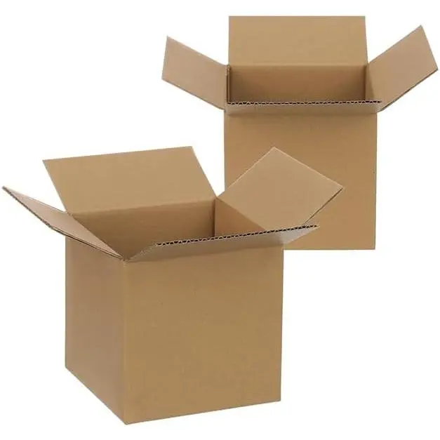Kraft Corrugated Cardboard Square Storage Boxes Set (25 Pcs) - 5x5x5 in Lightweight Portable Containers for Home Moving, Shipping, Small Gift Packaging, Mailing Service