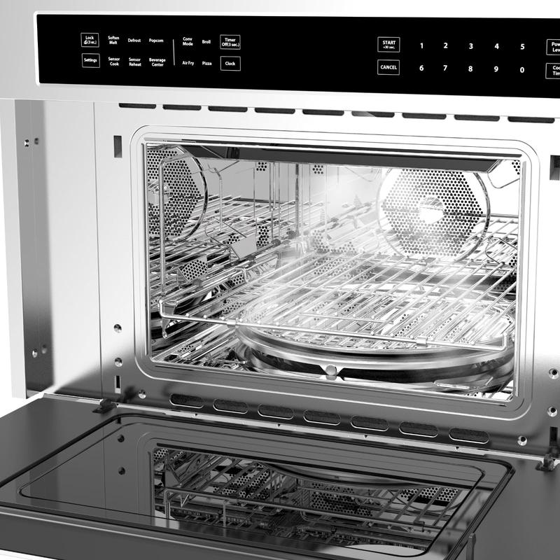 GARVEE 30’ Built-In Microwave Oven with 1.6 Cu.Ft Capacity, Air Fryer, Drop Down Door, 3D Surround Heating, Touch Control, and Safety Lock for Versatile Cooking