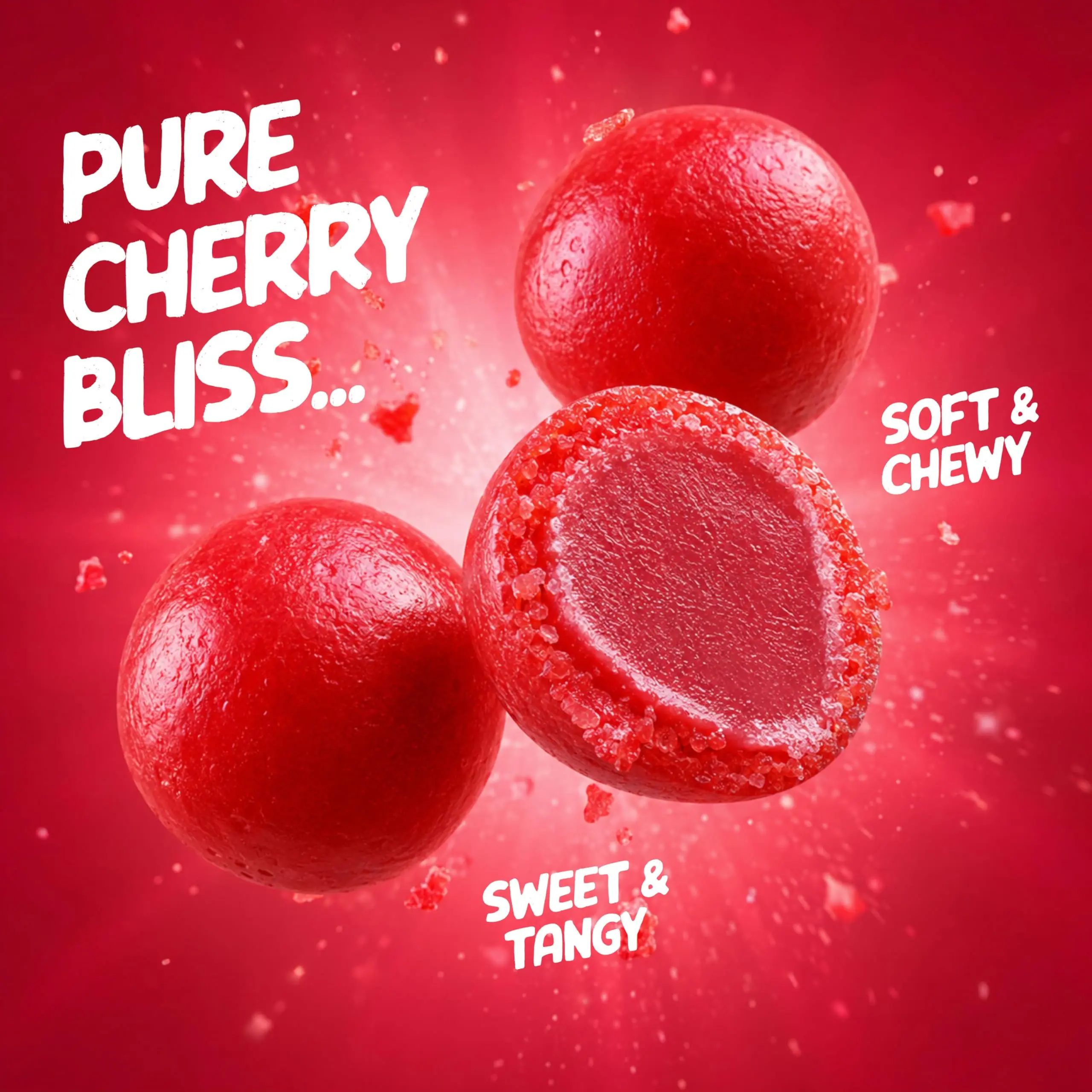 Cherry Sours Candy 1lb Bulk – Soft Chewy Sour Balls in Cherry Flavor, Red Sugar-Coated Candy for Parties, Candy Buffet, Everyday Snacks and Party Packs
