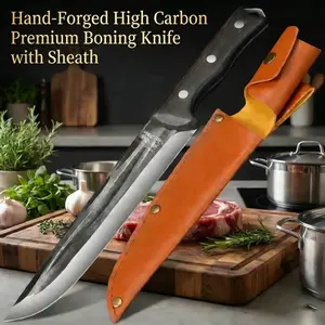Boning Knife Professional Butcher Knife Ultra Sharp –High Carbon Stainless Steel Blade Full Tang Heavy Duty for Meat Deboning Trimming Slicing – Ergonomic Non-Slip Handle Rust Resistant Dishwasher Safe