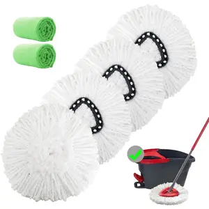 4 Pack Spin Mop Heads Microfiber Mop Refills Replace Heads Safe for All Hard-surfaced Floors Includes 2 Microfiber Cloths