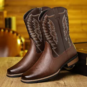 [Men's High Top Embroidered Boots] Western Cowboy Men's High Top Embroidered Boots Footwear