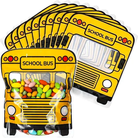 40/100 Pcs Christmas Goodie Bags Vibrant Orange Plastic Gift Bags with Handle & Transparent Window Cartoon Back to School Bags for Students, Ideal for Snacks, Candy, Treats, Xmas Halloween Birthday Party Celebrations (Home & Festive Party Supplies)