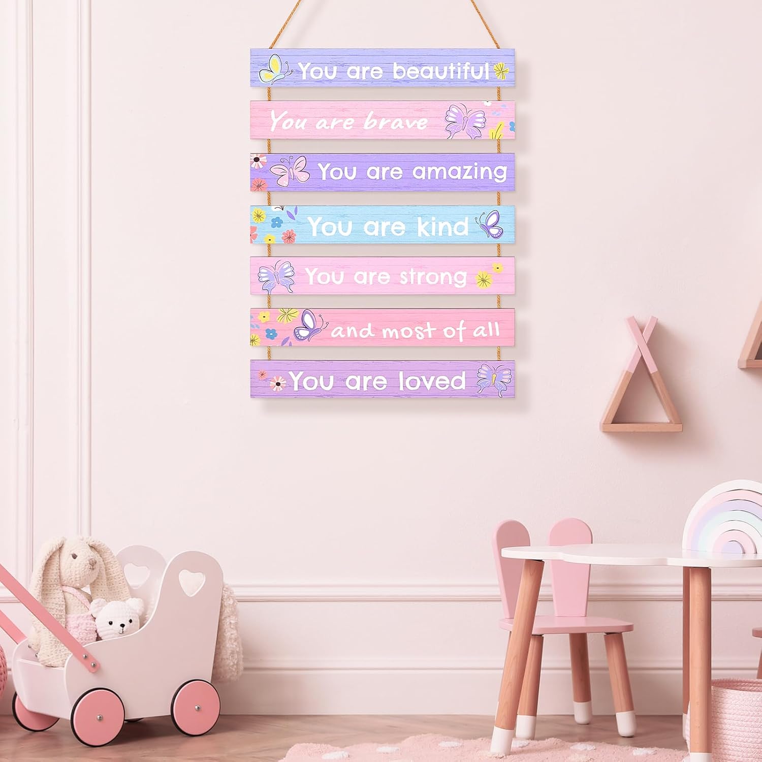 Girls Room Decor Colorful Inspirational Wall Decor Room Decor for Teen Girls Durable Kids for Nursery Playroom Bedroom,Purple Butterfly