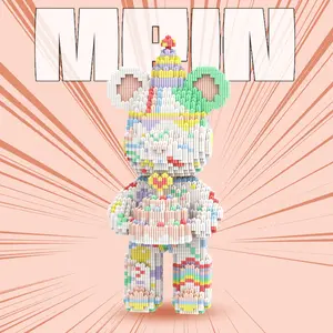 3700 Pieces Creative Bear Building Blocks Set, 32cm High Birthday Gift for Boys Girls, Home Decor Toy, Unisex Decoration