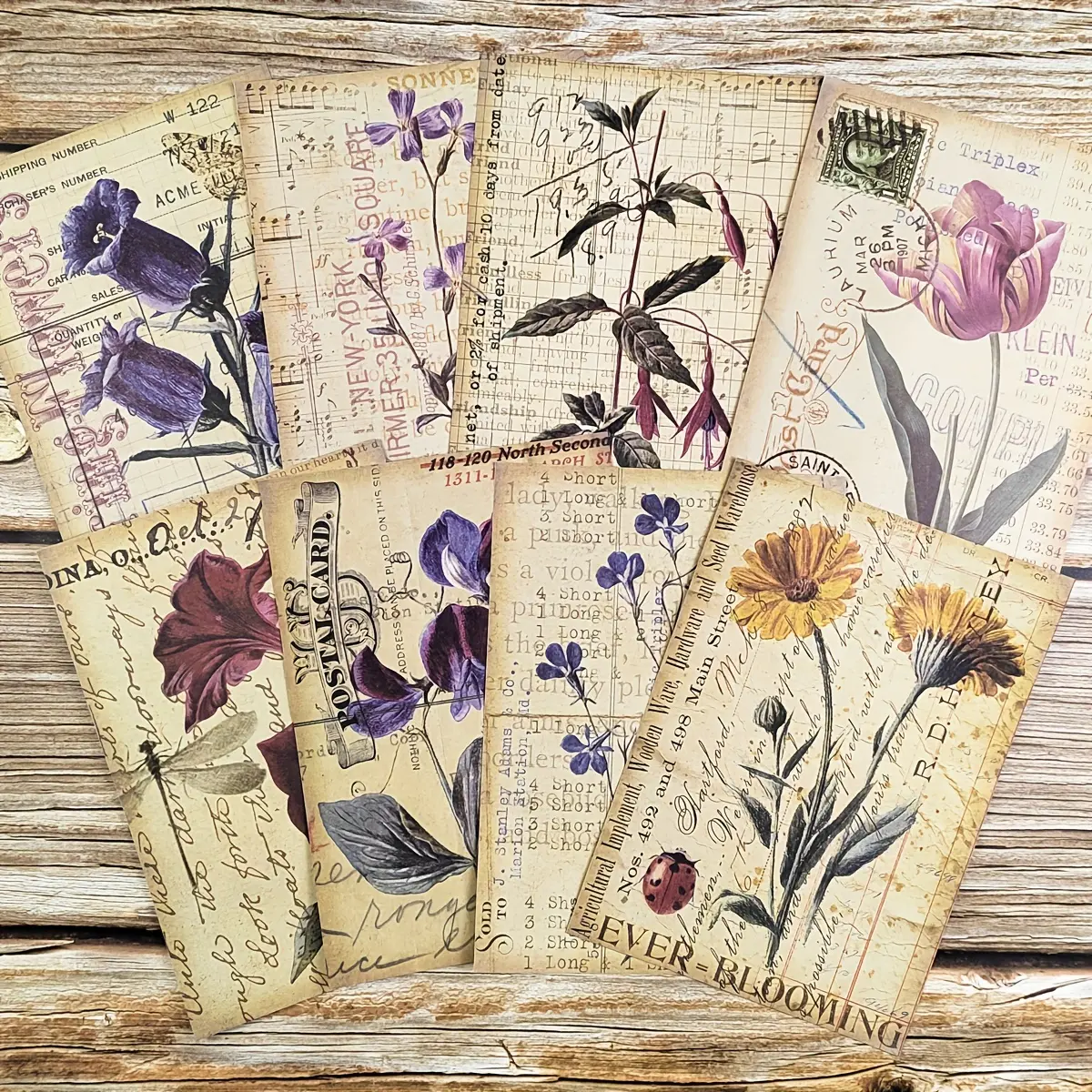 16 Sheets Vintage Floral Pattern Papers - Acid-Free Cardstock Nature Themed Decor Scrapbooking Supplies with Muted Tones Add Soft Charm, Retro Tones Soothe Eye, Nostalgic Style for Junk Journals, Gift Wrapping