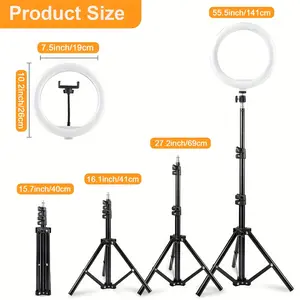 TikTok Ring Light 10 Inch with Tripod and Phone Holder, 38 Color Dimmable LED, Ideal for Live/Makeup/Content Creation Selfie Smartphone small business necessities Cellphone
