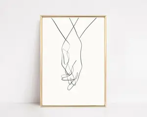 holding hands line art | hands line drawing print | contemporary art print | one line drawing | minimalist printable