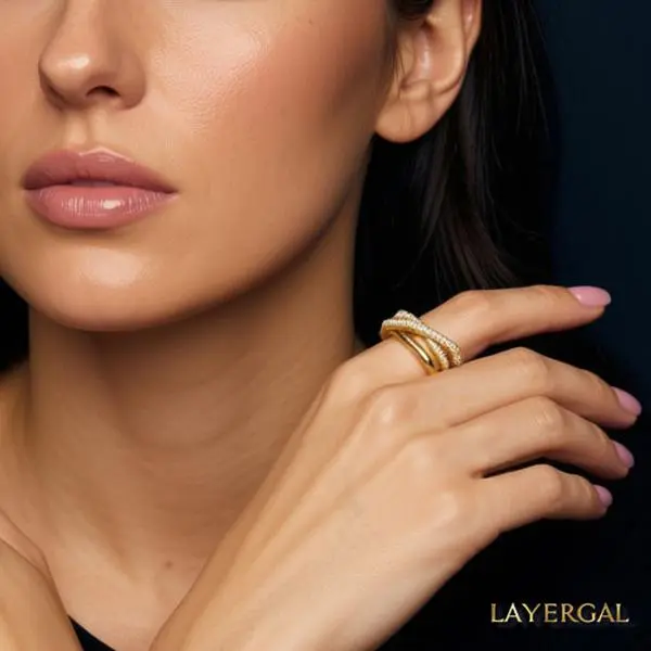 LG107 Nested Chain Ring hand made fashion jewelery