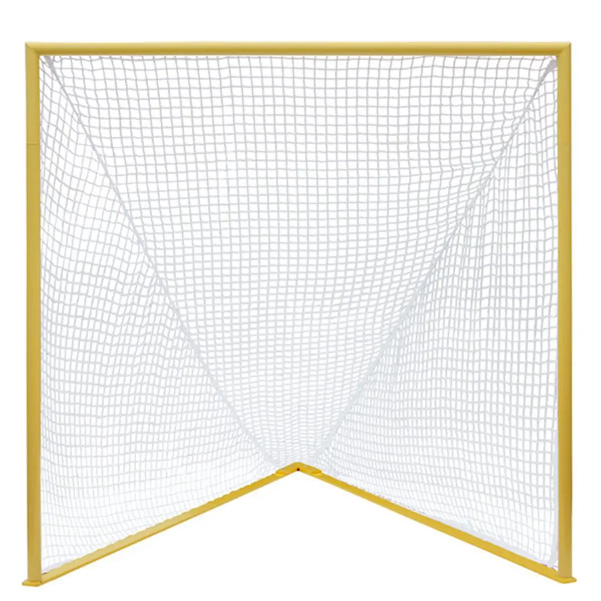 Champion Sports Sturdy Pro Collegiate Regulation Size Lacrosse Goal - Yellow & Black Steel Frame, Flat Ground Bar, Easy Setup
