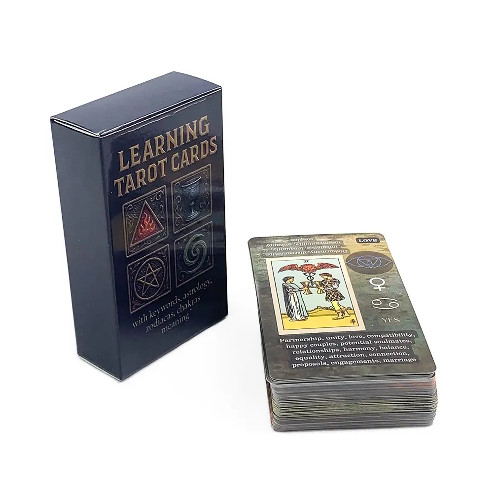 Beginner Tarot Card Set for Spiritual Exploration, Learning Tarot, Astrology Energy Elements, Fun Party Fortune Telling Game, Easter Christmas Gift, Rose Tarot Cards