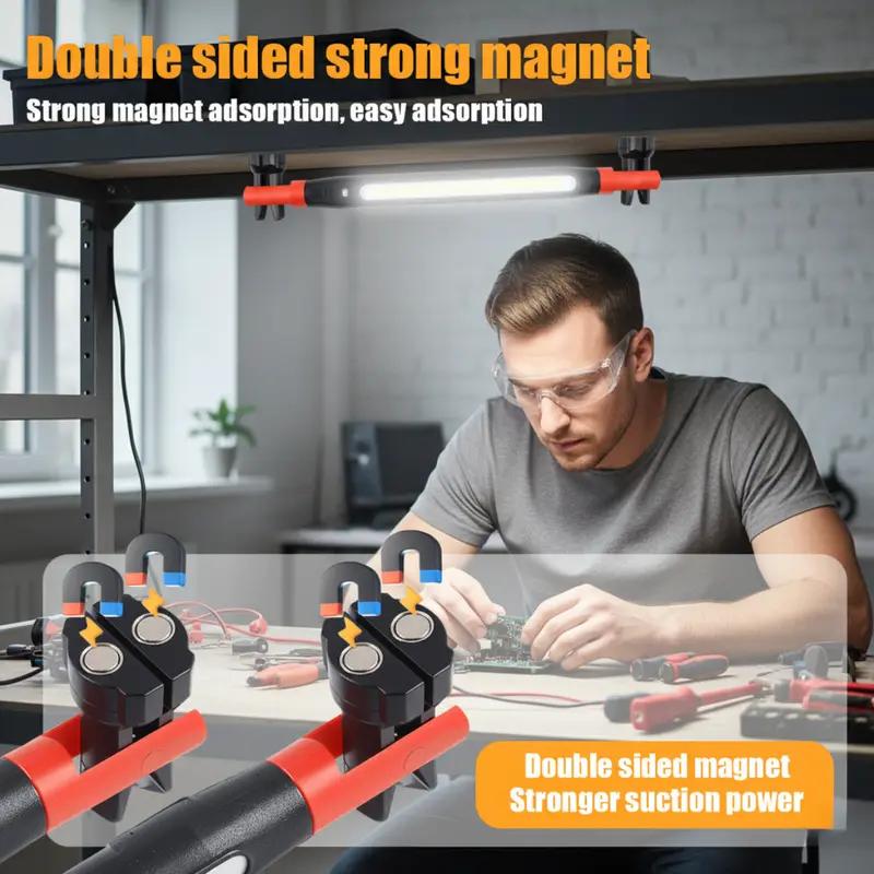 Rechargeable Magnetic LED Work Light with Built-in Battery - IP55 Waterproof & Shockproof, 3-in-1 Hanging Hook, Clamp & Magnet Base for Auto Repair, Garage, Emergency Rechargeable Magnetic LED Work Light with Built-in Battery - IP55 Waterproof & Shockproof, 3-in-1 Hanging Hook, Clamp & Magnet Base for Auto Repair, Garage, Emergency