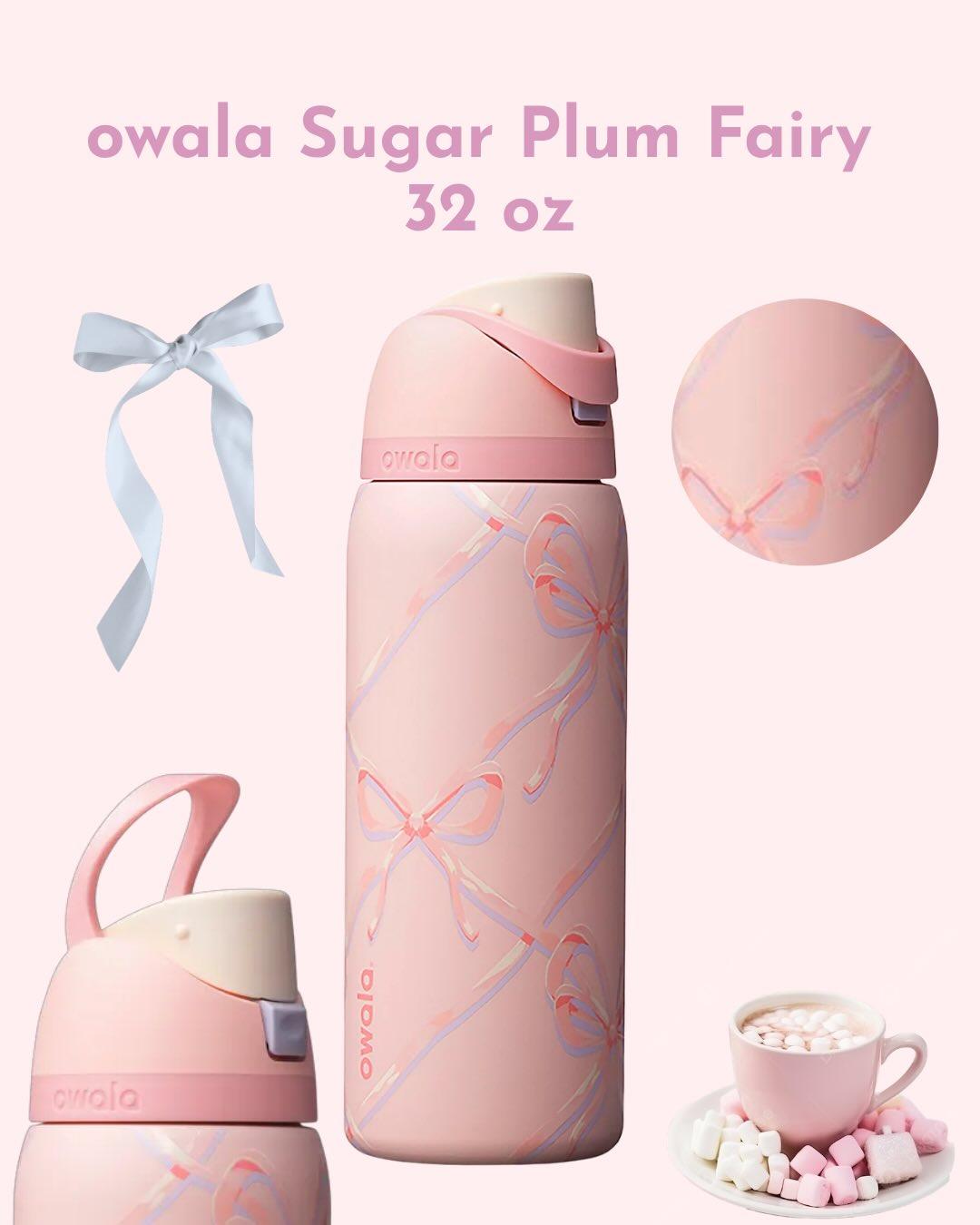 Owala FreeSip Bow Design 32oz Water Bottle – Pink Aesthetic Limited Edition Tumbler