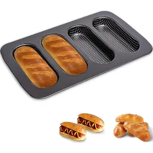 Carbon Steel Non-Stick Baguette Pan Bread Mold Mini Baguette Sandwich Baking Tray for Oven Baker